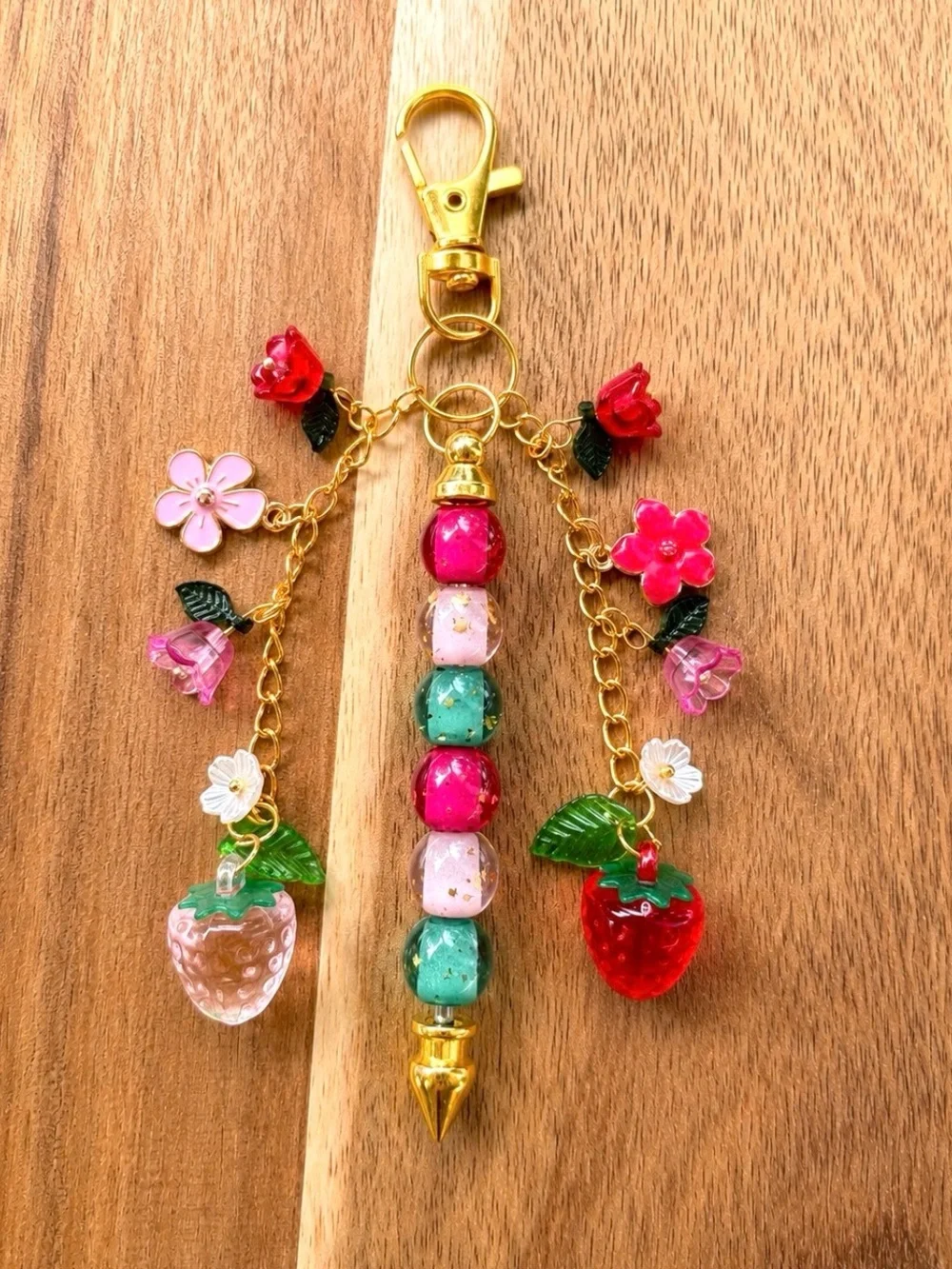 Strawberry Blossom Charm Keychain